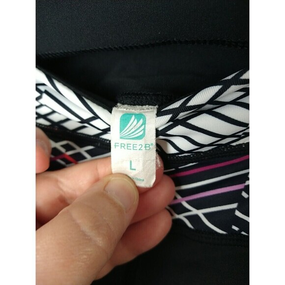 Free2be Black Breathable Leggings Side Multi Color Stripes. Size L - Picture 8 of 13